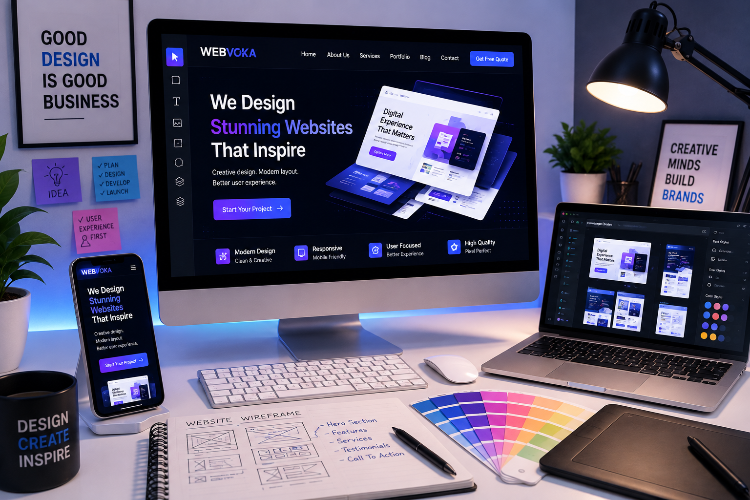 Modern responsive website design and UI development